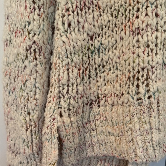 Peruvian Connection Cotton Ivory Multi Confetti Flecks Knit Open Cardigan Size L - Picture 5 of 11